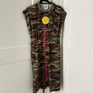 Alden Adair zip midi camo dress XS NWT